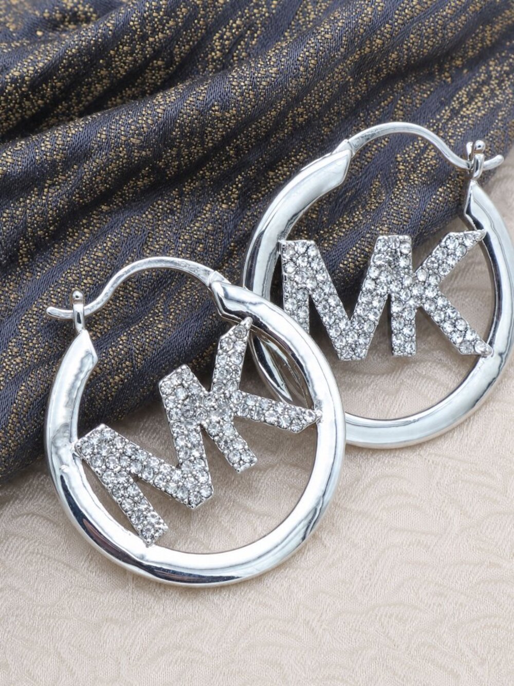 Michael Kors Pave Hollow Logo Hoop Earrings